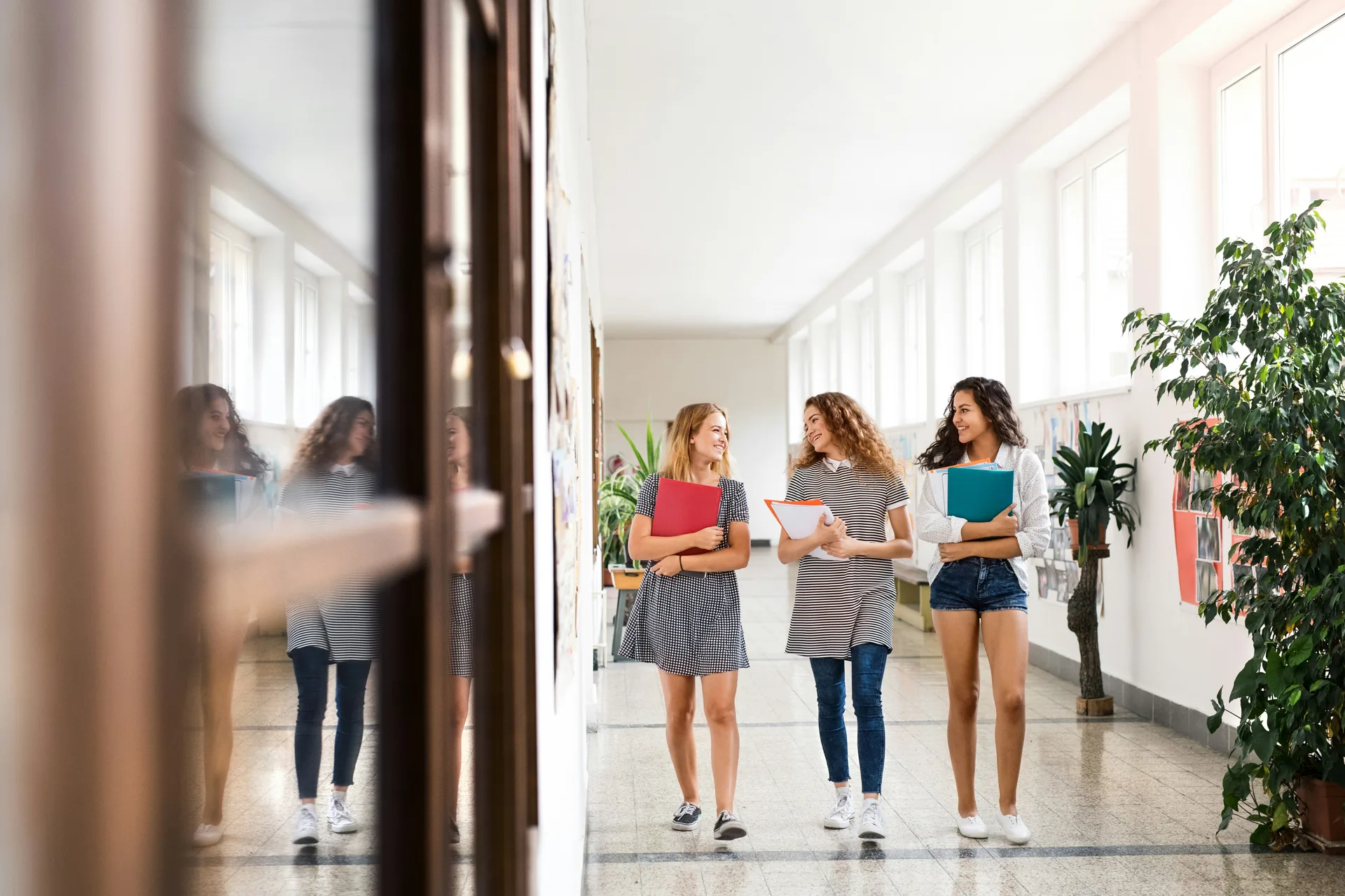 polished concrete hallway in a Boston school