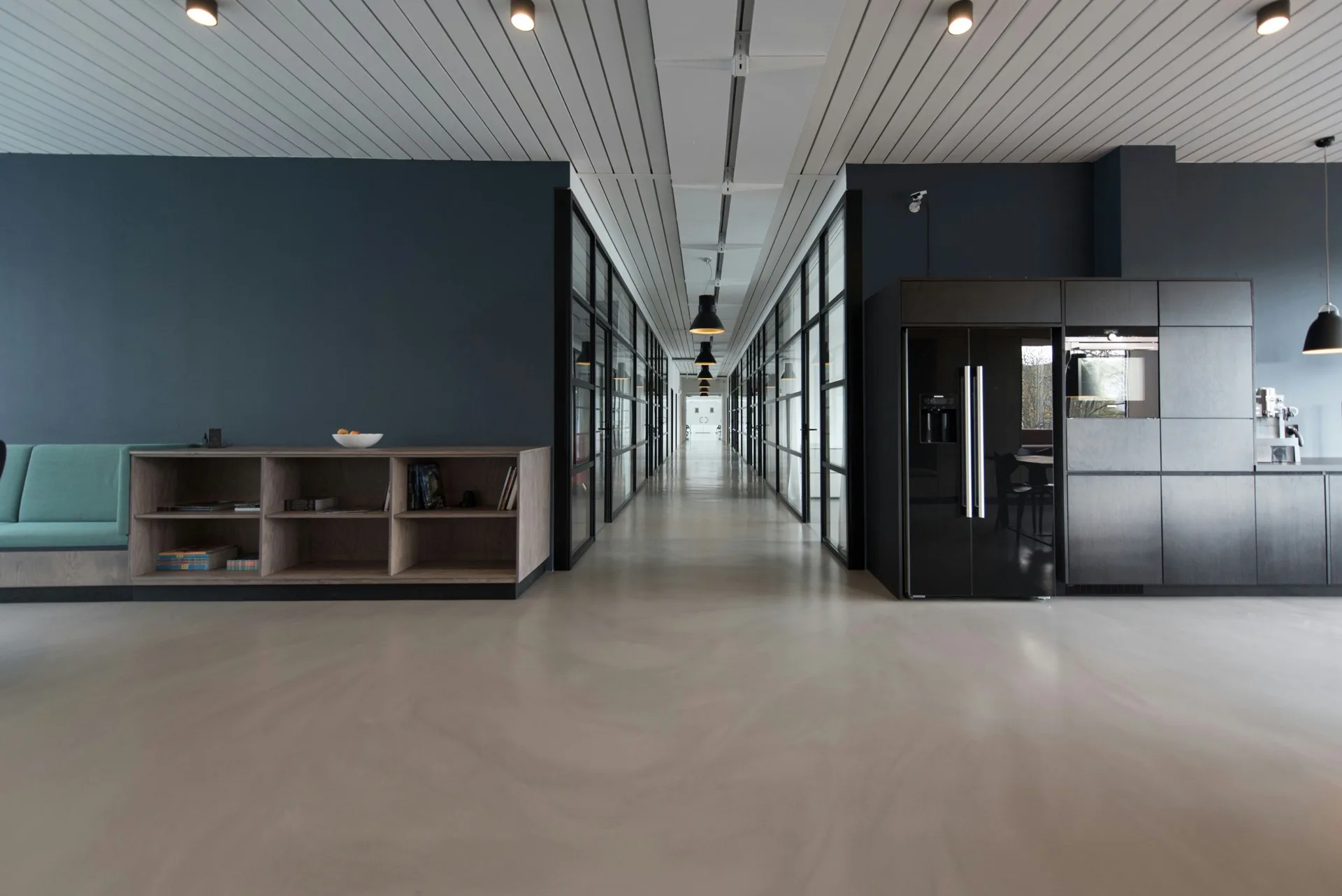 polished concrete floor in a Boston showroom