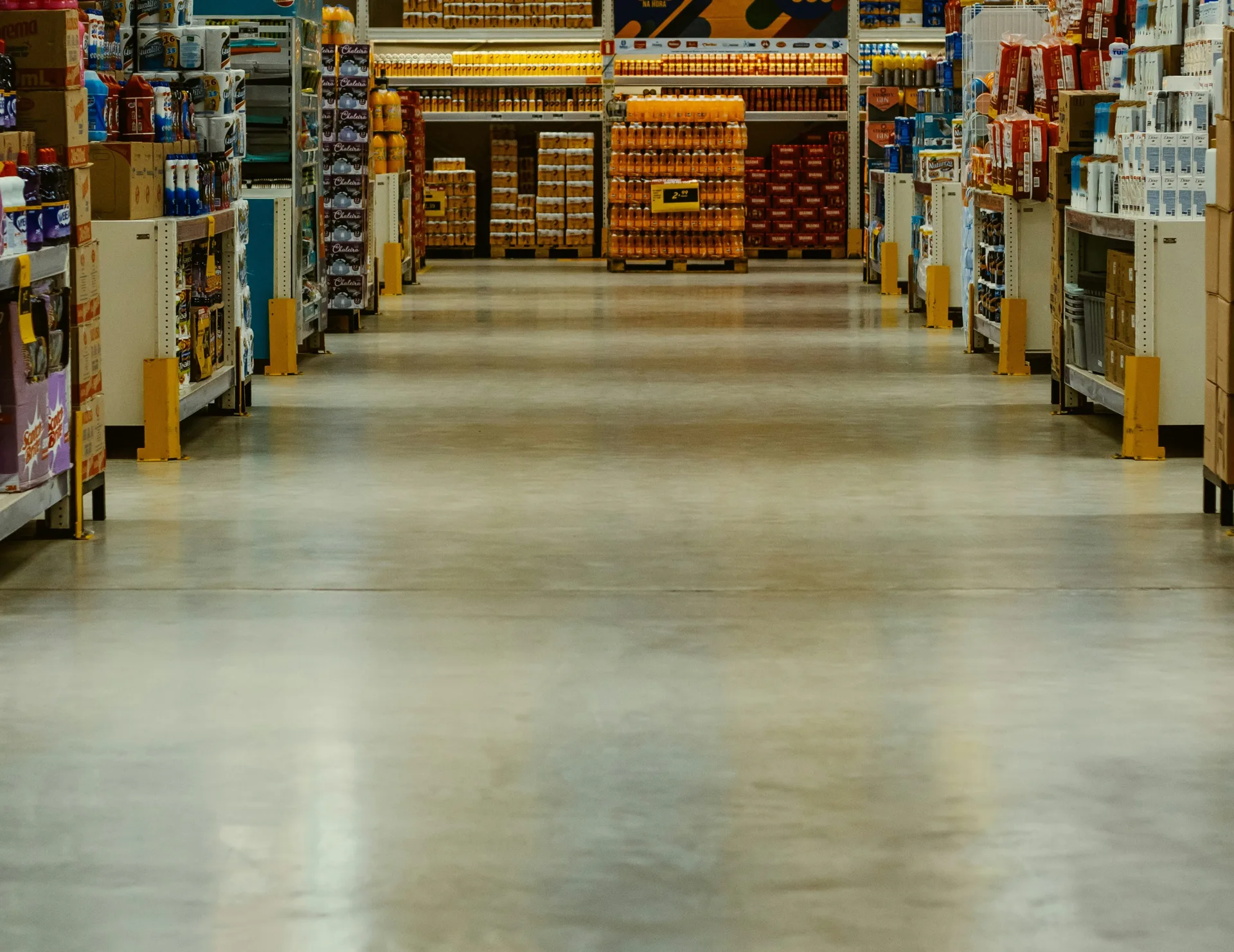 polished commercial concrete floor in a Boston supermarket