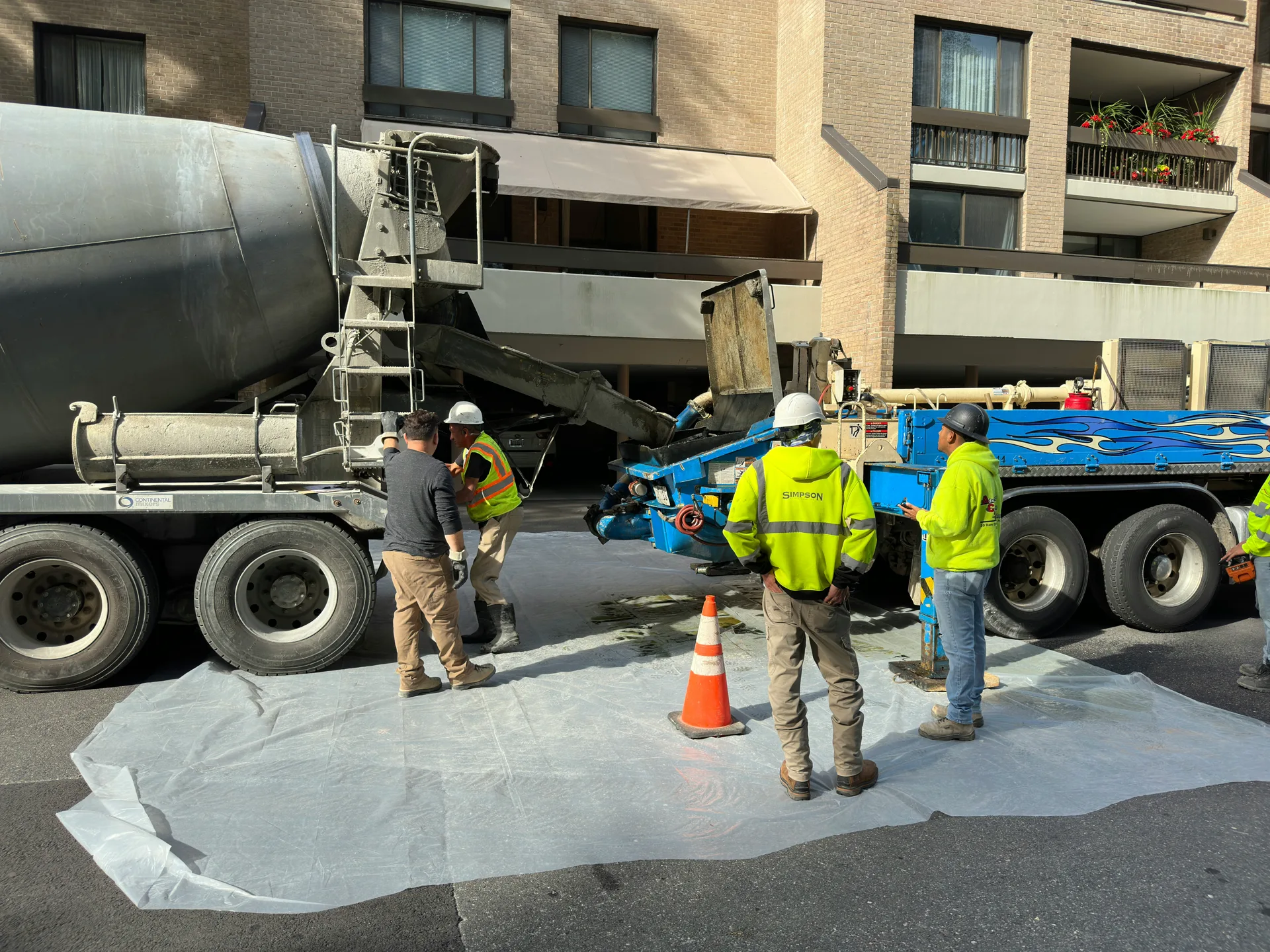 concrete pour for a commercial retaining wall in Boston