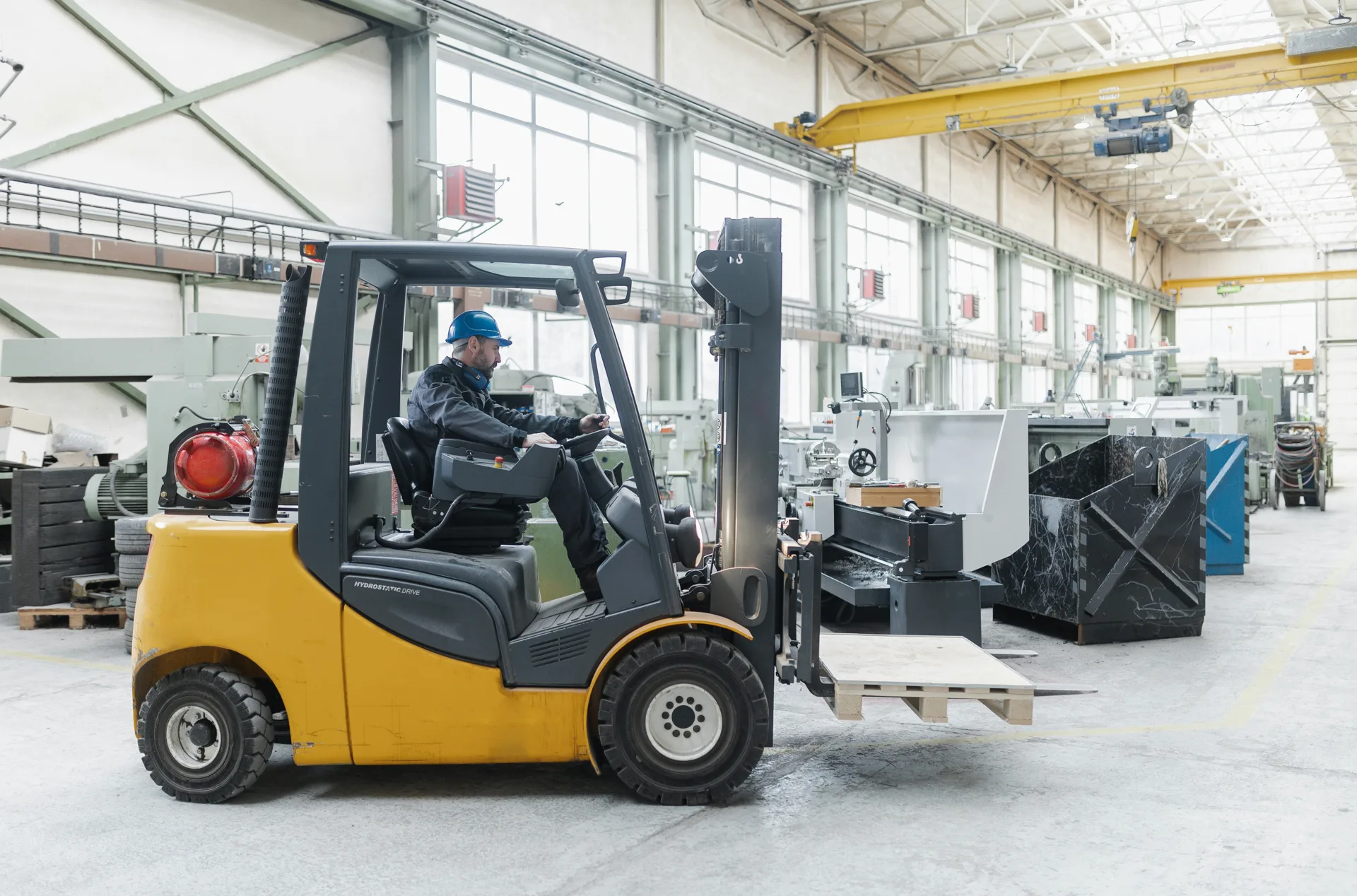 forklift-rated concrete floor in a Boston fabrication plant