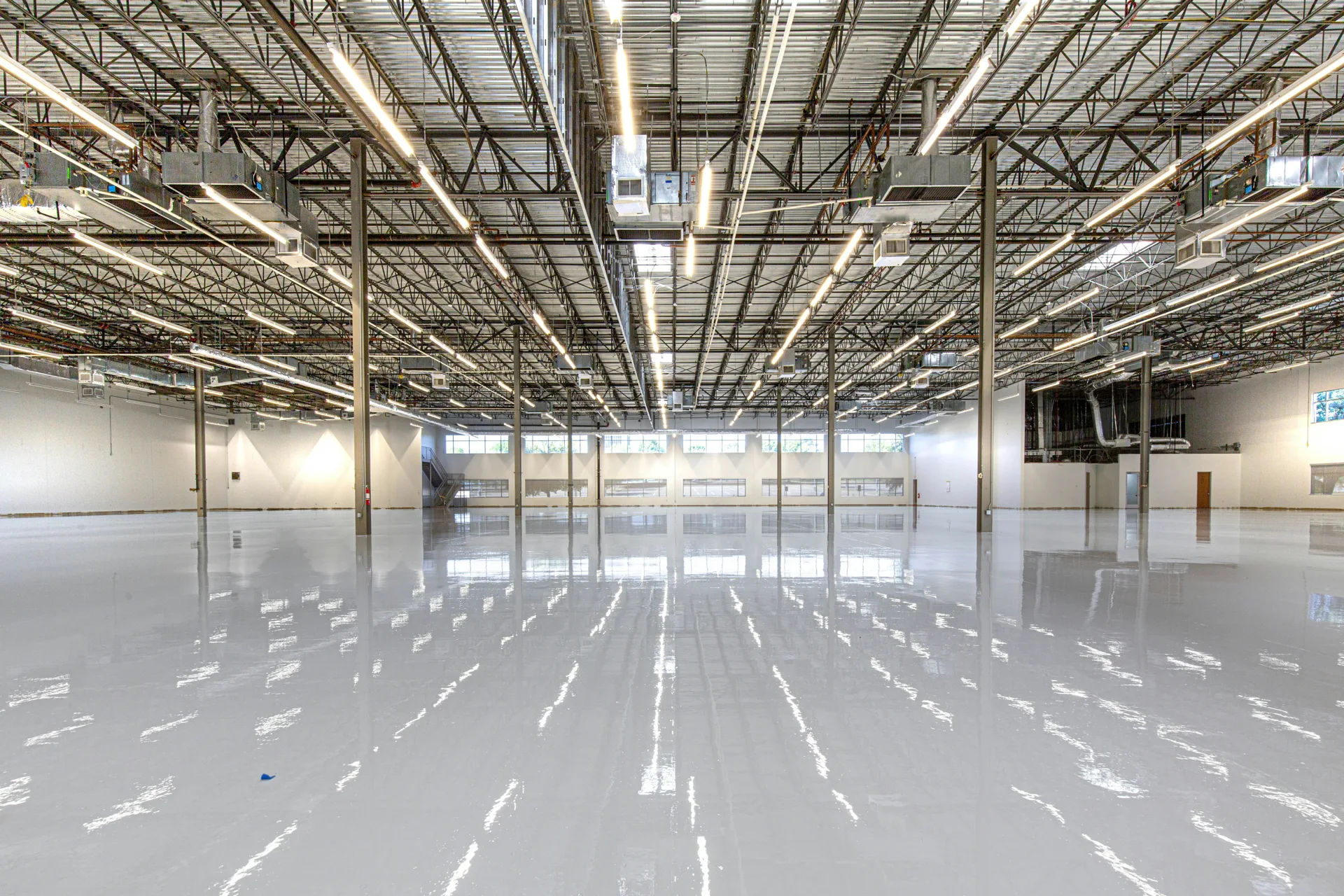high-gloss epoxy floor in a Boston cold storage facility