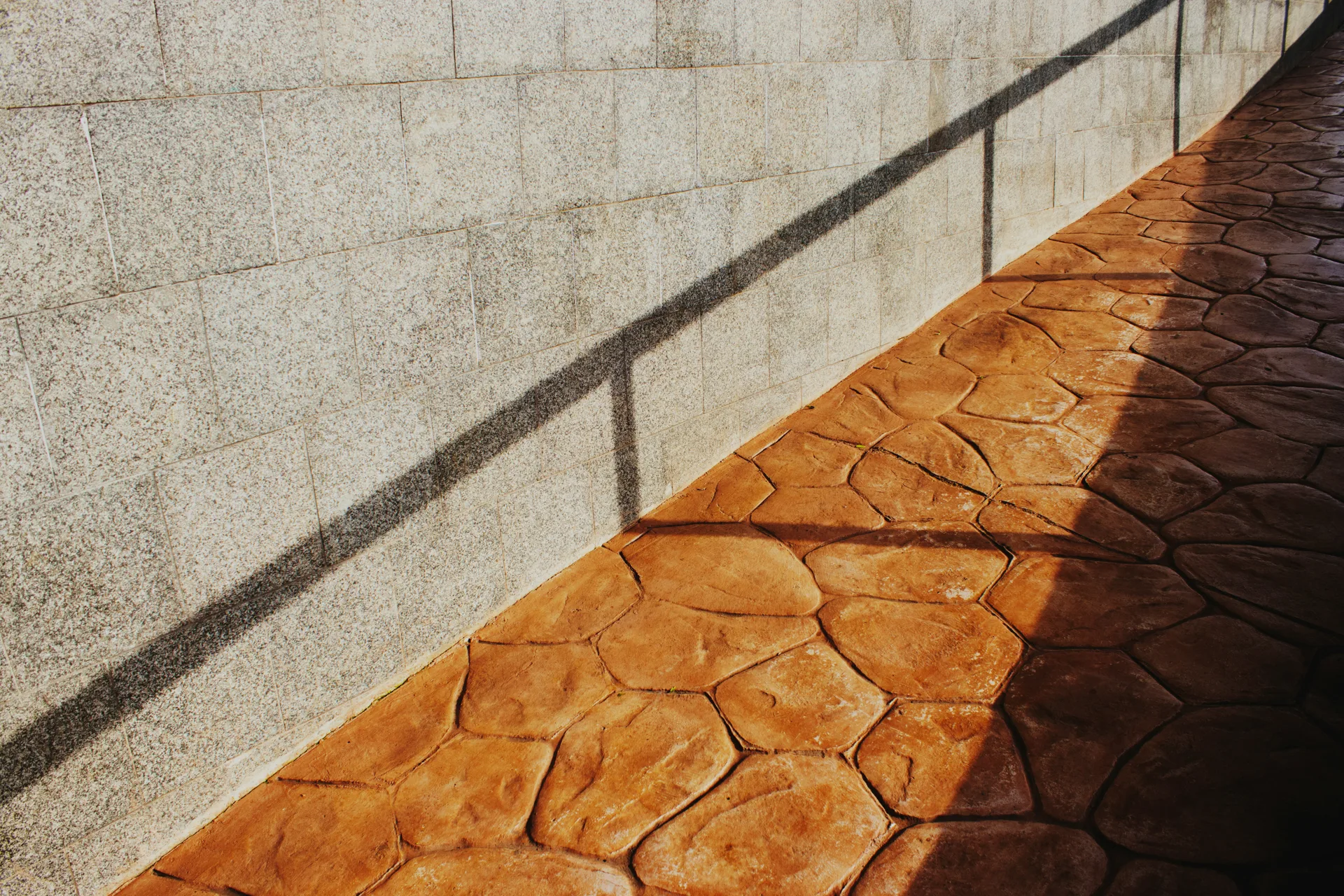 colored stamped concrete in a flagstone pattern in Boston