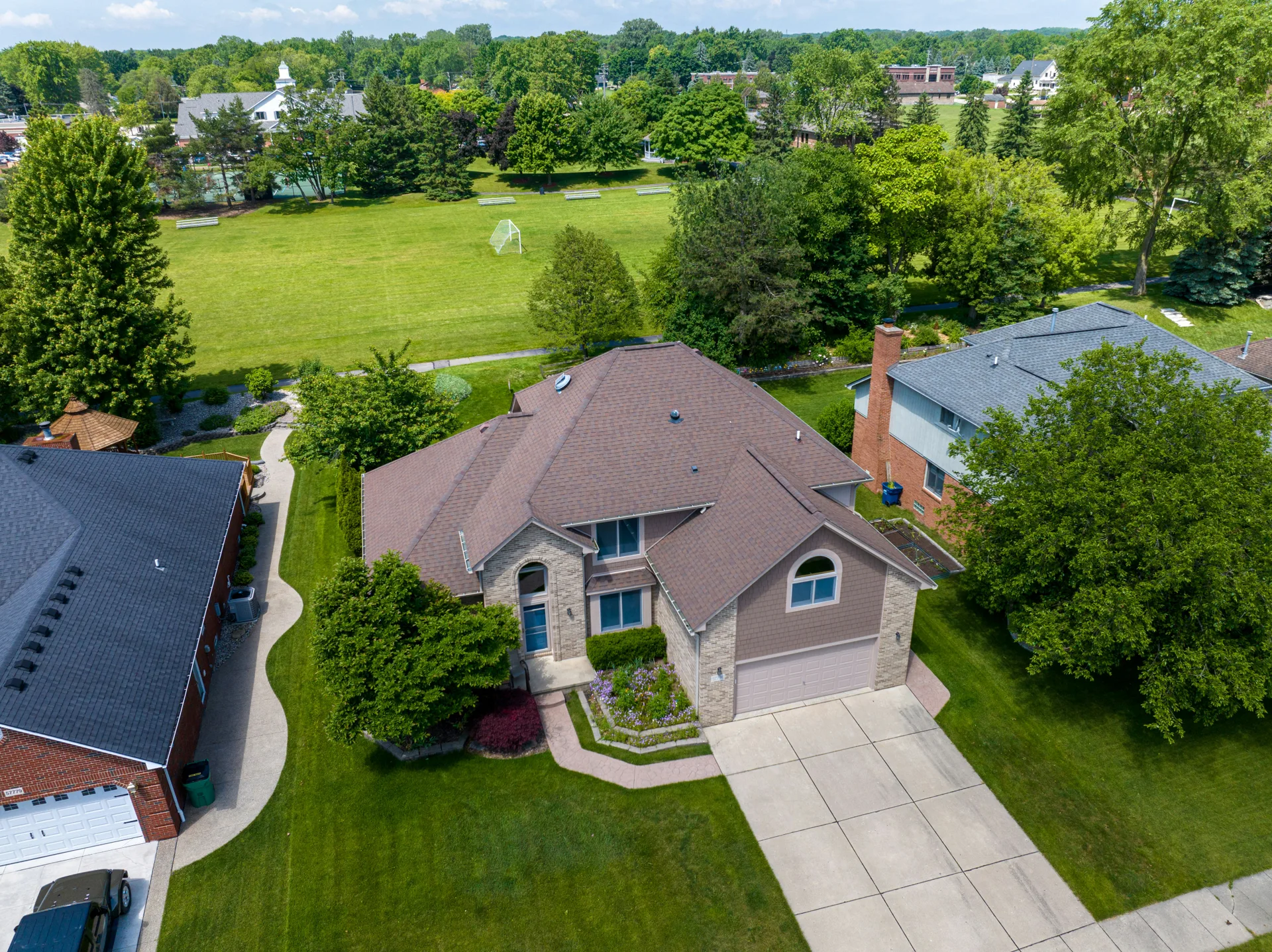 aerial view of a finished concrete driveway in Somerville
