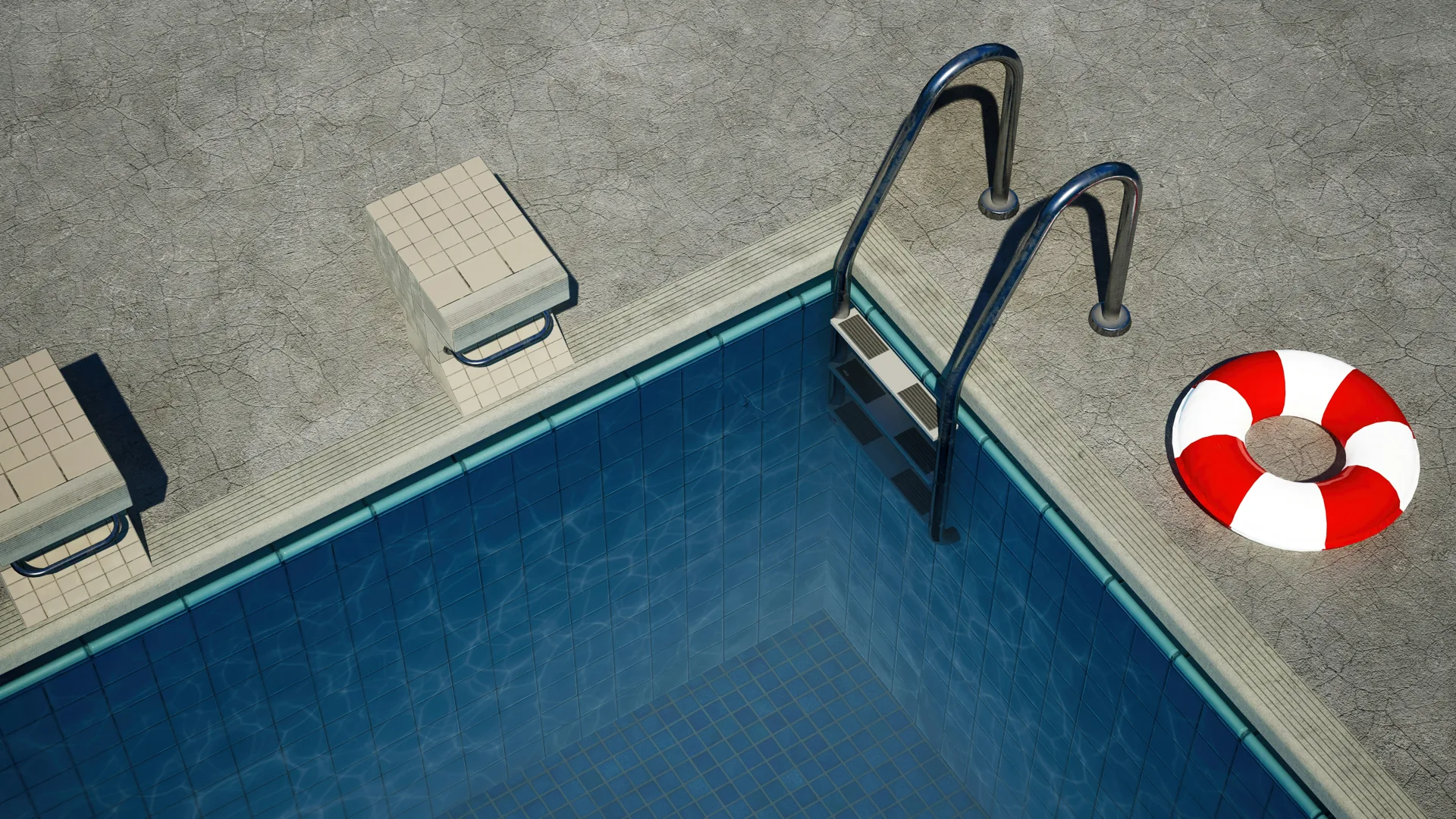 concrete pool deck with starting blocks at a Boston home