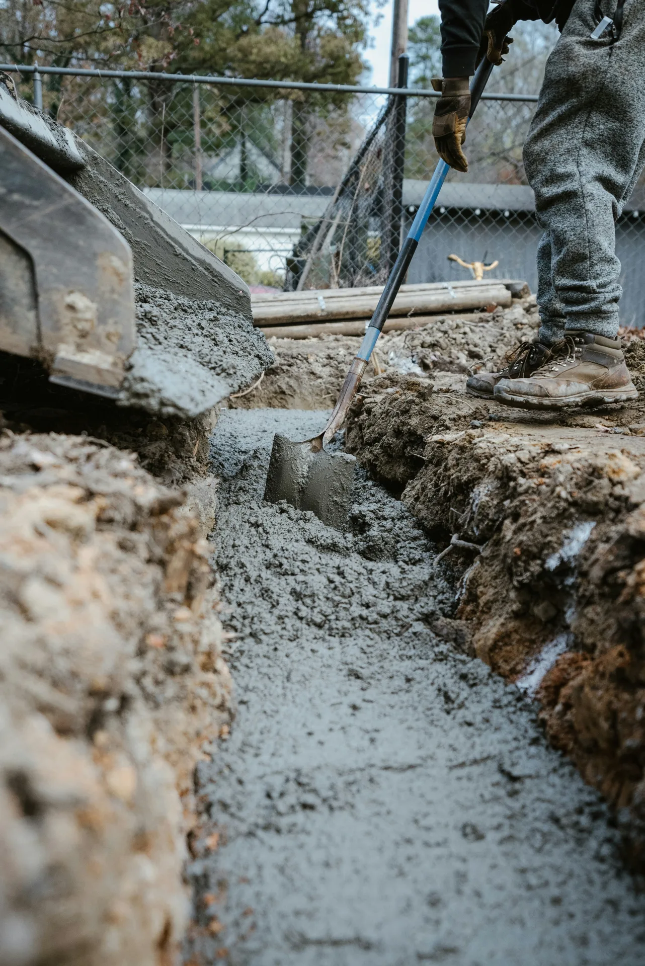 foundation repair excavation at a Boston home