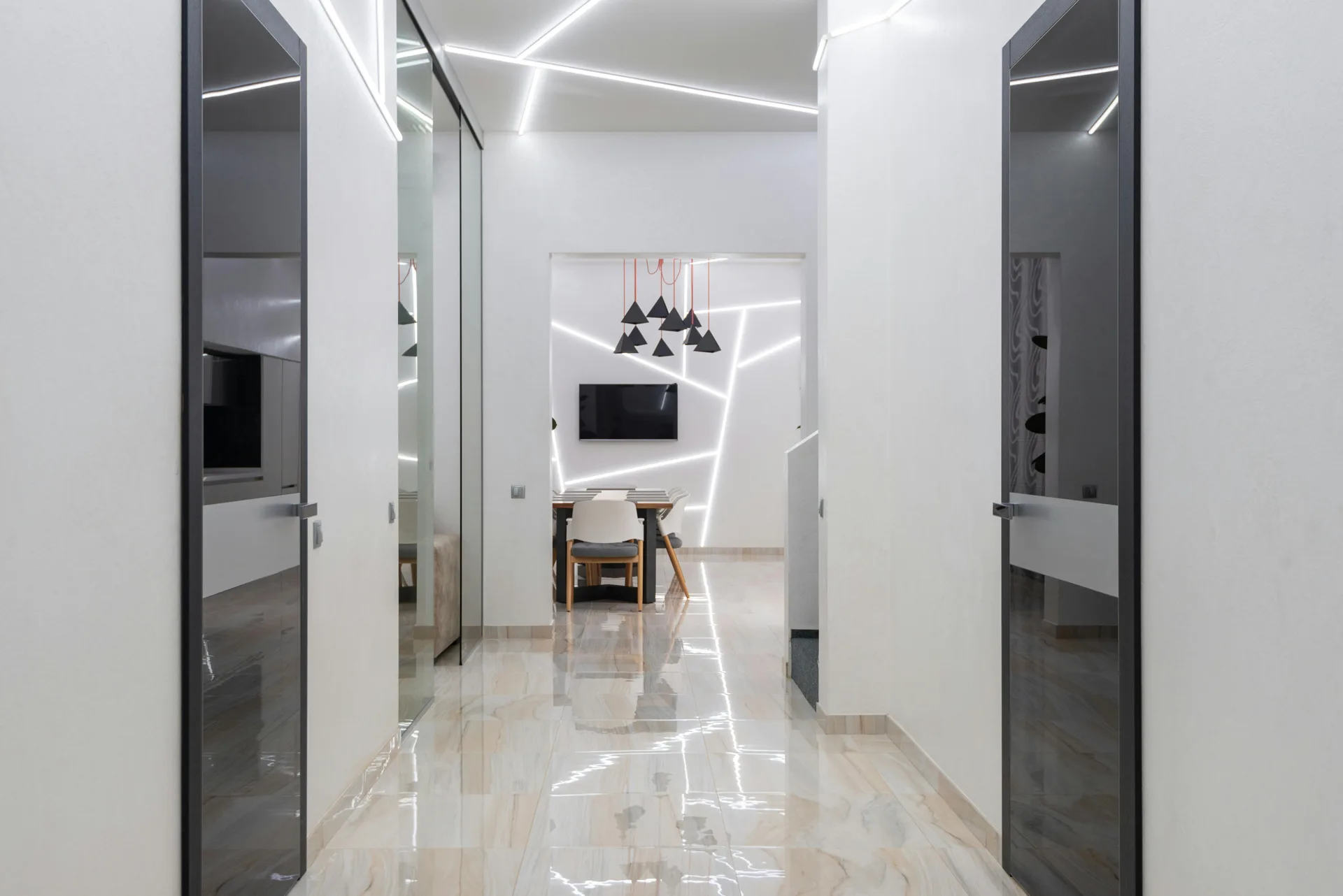 polished concrete floor in a Boston hallway