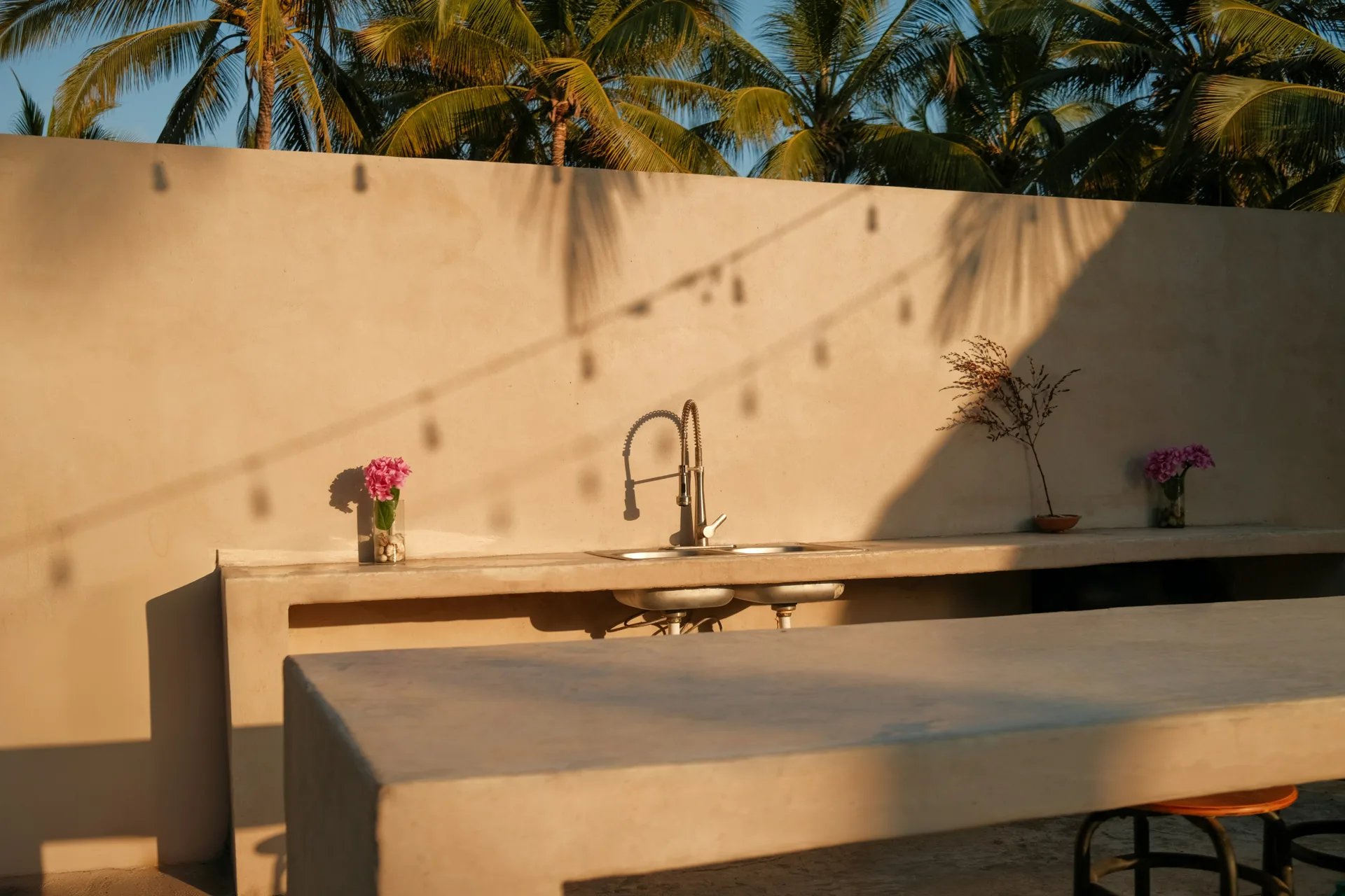 outdoor concrete countertop on a Boston patio bar